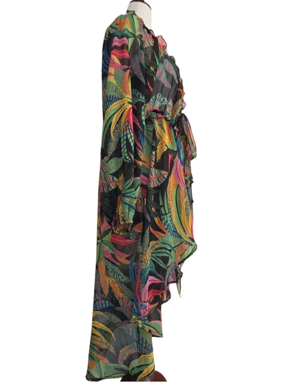 Live 4 Truth Black Multicolor Tropical Leaf Cover-Up - Size 2X